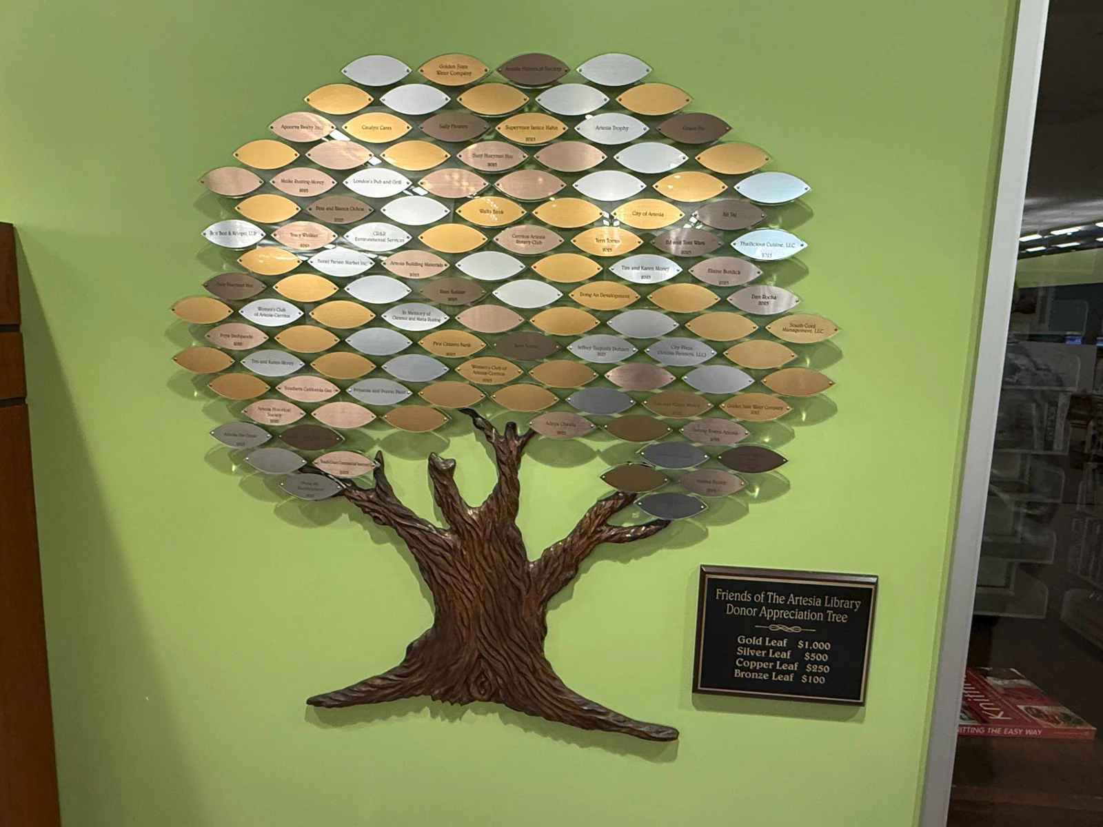 The Friends of the Artesia Library Donor Appreciation Tree